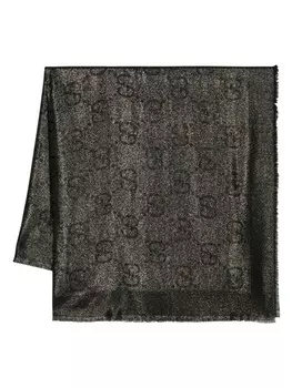 Gucci жаккардовый шарф с узором GG, черный