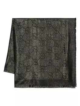 Gucci жаккардовый шарф с узором GG, черный