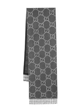 Gucci жаккардовый шарф с узором GG, серый
