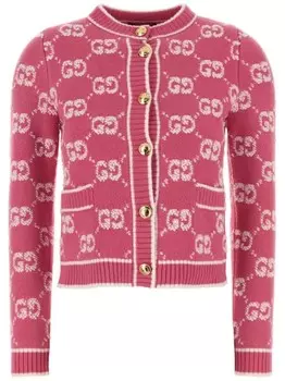 Gucci жаккардовый шерстяной кардиган GG, розовый