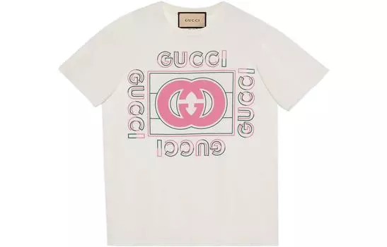 Футболка женская Gucci Oversized Vintage Logo, бежевый