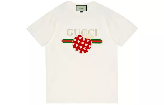Футболка женская Gucci с принтом яблока, бежевый