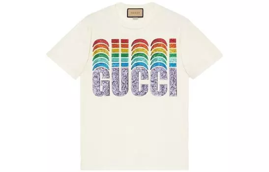 Футболка женская Gucci Sequin-embellished, бежевый