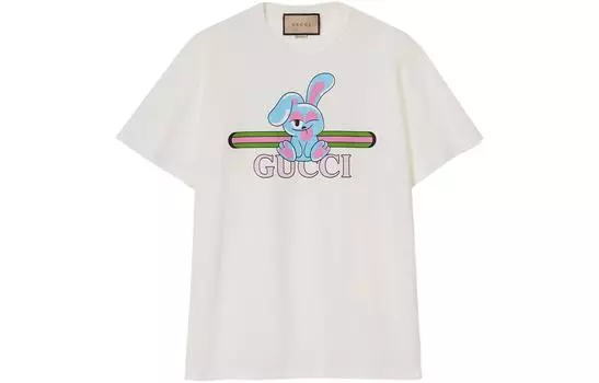 Футболка женская Gucci с принтом зайчика, белый