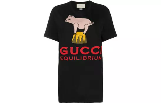 Футболка женская Gucci с принтом, черный / красный