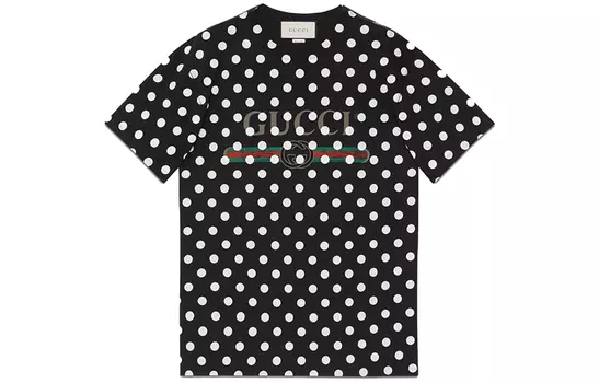 Футболка женская Gucci в горошек, черный / белый