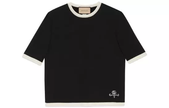 Футболка женская Gucci Contrasting-trim, черный / белый
