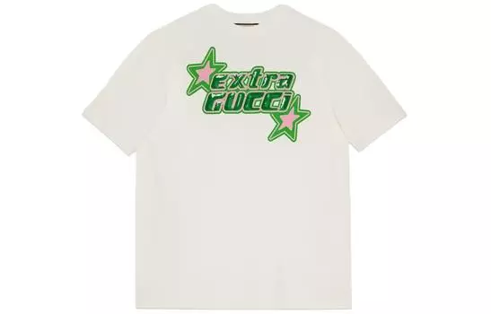 Футболка женская Gucci Sequin-logo, белый / зеленый