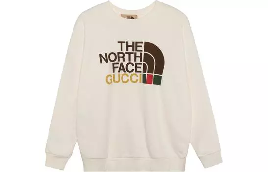 GUCCI Женская хлопковая толстовка оверсайз X The North Face белого цвета