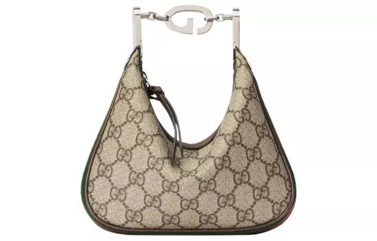GUCCI Женская холщовая мини-сумка коричневого цвета