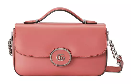 GUCCI Женская кожаная сумка через плечо, мини, розового цвета