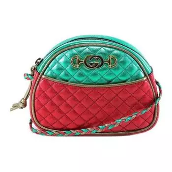 GUCCI Женская кожаная сумка через плечо, мини, зеленая/красная/золотая