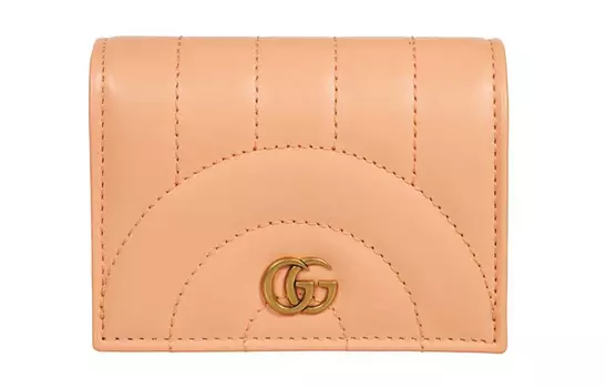 GUCCI Женская кожаная визитница Marmont персикового цвета