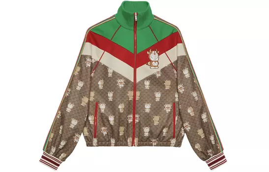 Куртка женская Doraemon x Gucci, бежевый / зеленый / красный