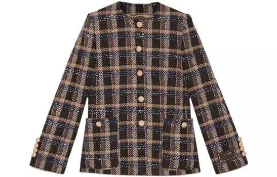 Куртка женская Gucci Tartan-check, коричневый