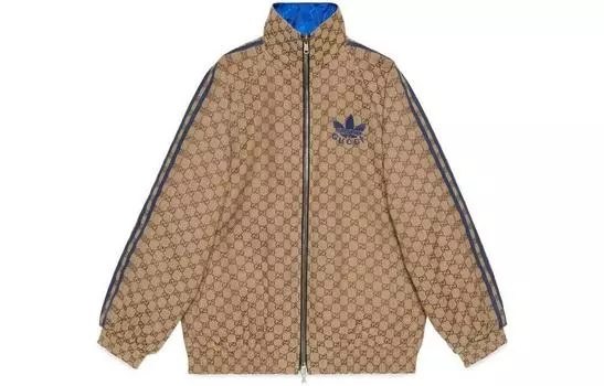 Куртка женская Adidas x Gucci на молнии, хаки / синий