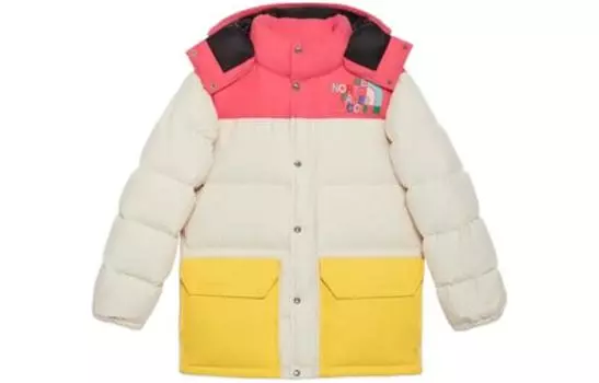 Куртка женская Gucci x The North Face, белый / розовый / желтый