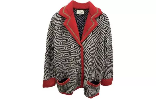 Куртка женская Gucci, черно-серый / красный
