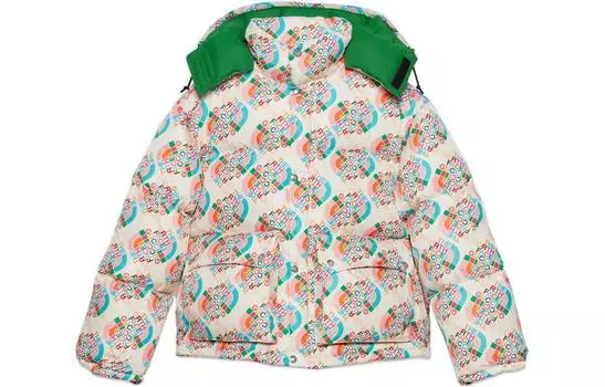 Куртка женская Gucci x The North Face с принтом, белый / зеленый