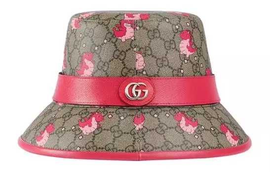 GUCCI Женская панама из кожи и холста Palladium, розового цвета