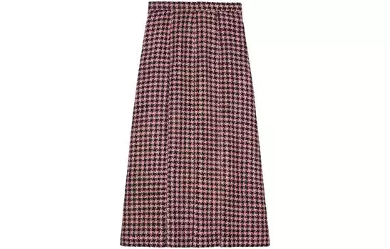 Юбка длинная Gucci в мелкую клетку, коричневый