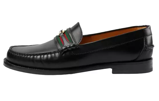 Лоферы женские Gucci с пряжкой и полосками, черный