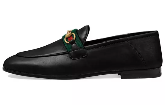 Туфли GUCCI Slip On Loafer With Web Black Leather