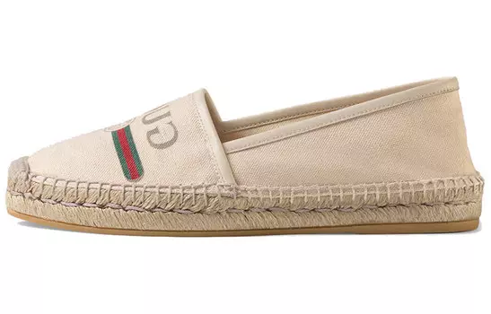 Туфли GUCCI Logo Canvas Espadrilles Black Cream Women's
