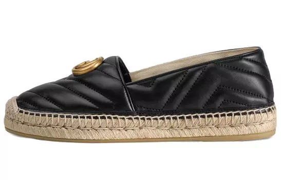 Туфли GUCCI Double G Espadrille Black Leather Women's