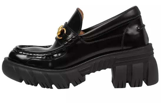 Туфли GUCCI Horsebit Loafers Black Women's