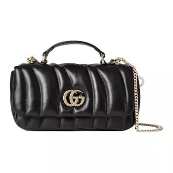 GUCCI Женская стеганая кожаная сумка через плечо, мини, черная