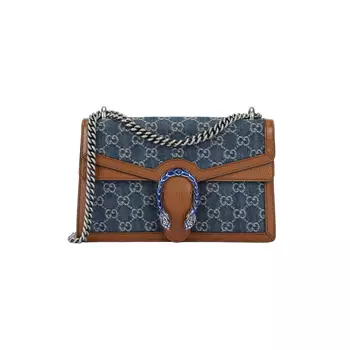 GUCCI Женская сумка-мессенджер «Dionysus Denim с кожаной сумкой на плечо», цвет: серый, синий, коричневый