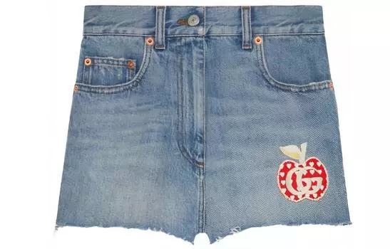 Шорты джинсовые женские Gucci с нашивкой, синий