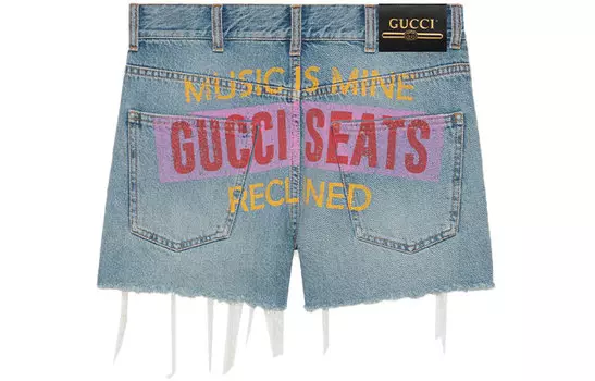 Шорты джинсовые женские Gucci с принтом сзади, синий