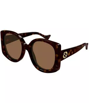 Gucci Женские круглые солнцезащитные очки-бабочки GG1257SA 56 мм Havana, коричневый