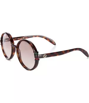 Gucci Женские круглые солнцезащитные очки черепаховой формы Gg1067s 58 мм, коричневый