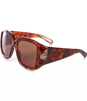 Gucci Женские квадратные солнцезащитные очки GG1402S GG Corner Havana 55 мм, коричневый
