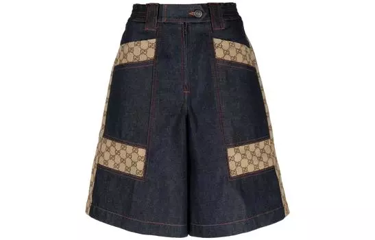 Шорты женские Gucci, синий / бежевый