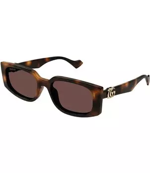 Gucci Женские прямоугольные солнцезащитные очки GG Generation Light 55 мм Havana, коричневый