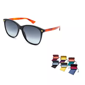 Солнцезащитные очки Gucci женские, черный / оранжевый