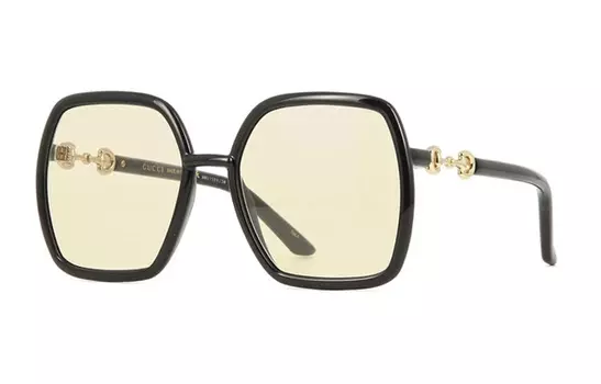 Очки солнцезащитные женские Gucci в геометрической форме, черный