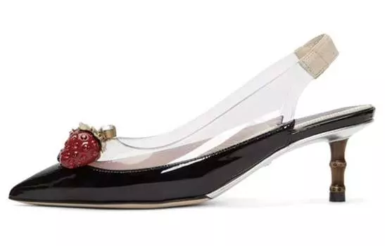 Туфли женские Gucci с пряжкой в виде клубники, черный