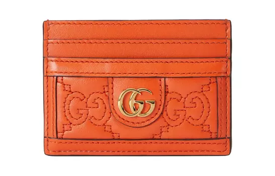 GUCCI Женский держатель для карт GG Matelass из кожи, оранжевый
