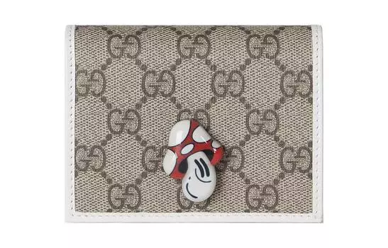 GUCCI Женский холщовый кошелек бежевого и черного дерева