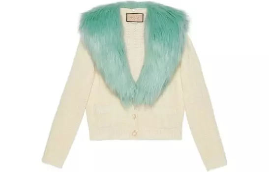 Свитер женский Gucci Faux-fur Collar, бежевый