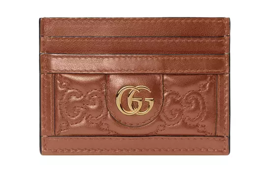 GUCCI Женский клатч-держатель для карт GG Matelass из кожи, маленький, светло-коричневый