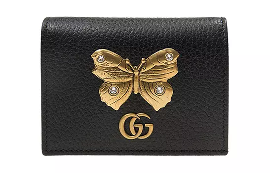 GUCCI Женский кошелек для монет из коровьей кожи, черный
