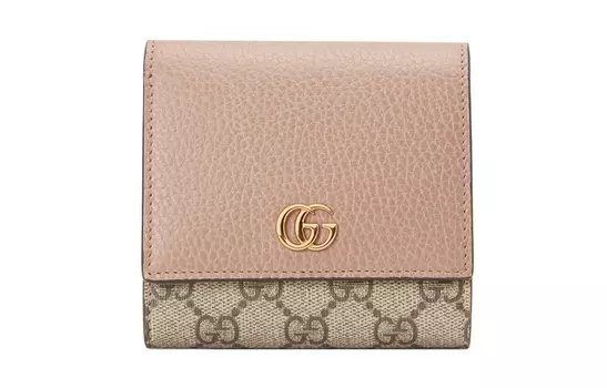 GUCCI Женский кошелек из кожи и холста, цвет эбеновое дерево, бежевый