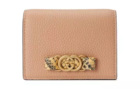 GUCCI Женский кошелек из кожи питона, розово-бежевый