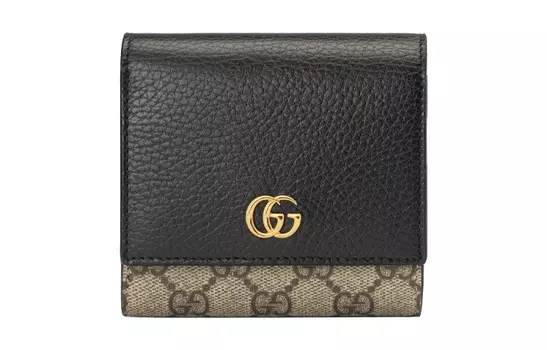 GUCCI Женский кошелек Marmont Canvas с кожей, цвет эбеновое дерево/черный
